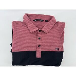 Travis Mathew Polo Shirt Mens XXL Black Red Embroidered Golf Performance Pima